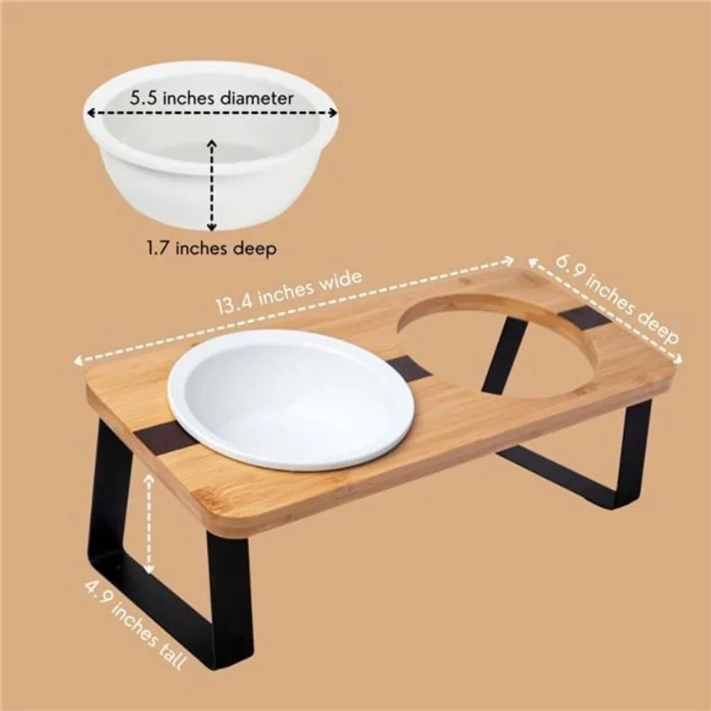 Elevated Cat Ceramic Bowls Stand for Food and Water, Small Dog, Anti Vomit